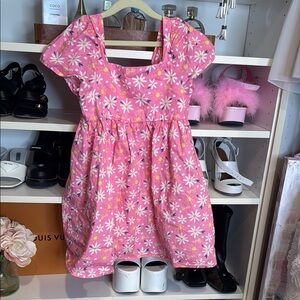 Barbie Pink Puff Sleeve Sundress with Square Neck